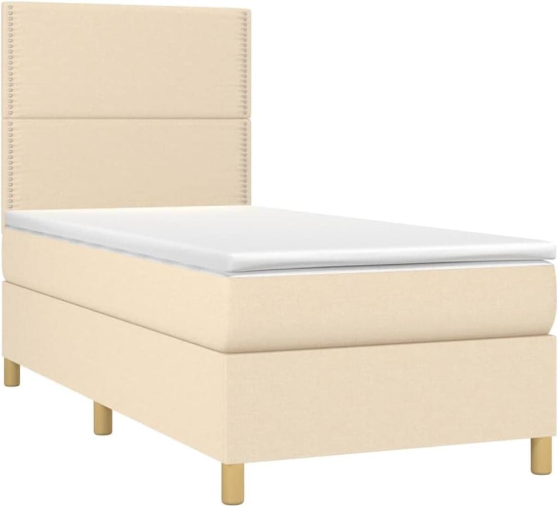 vidaXL Boxspringbett mit Matratze Creme 90x200 cm Stoff, Härtegrad: H2 [3142230] Bild 1