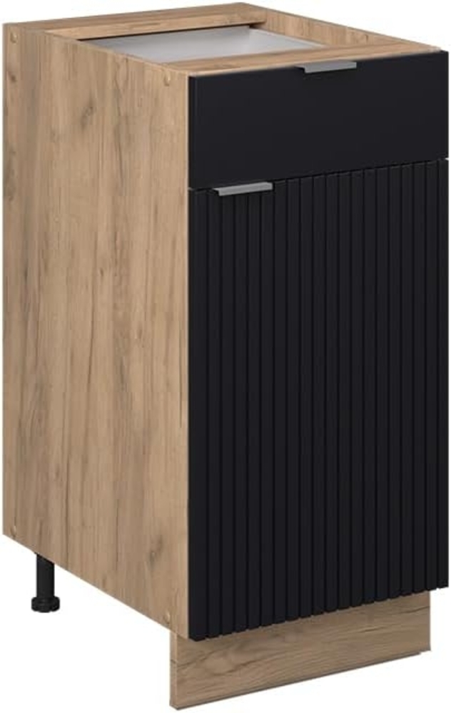 Küchenunterschrank Fame-Line Schwarz gestreift 40 cm ohne Arbeitsplatte Vicco Bild 1