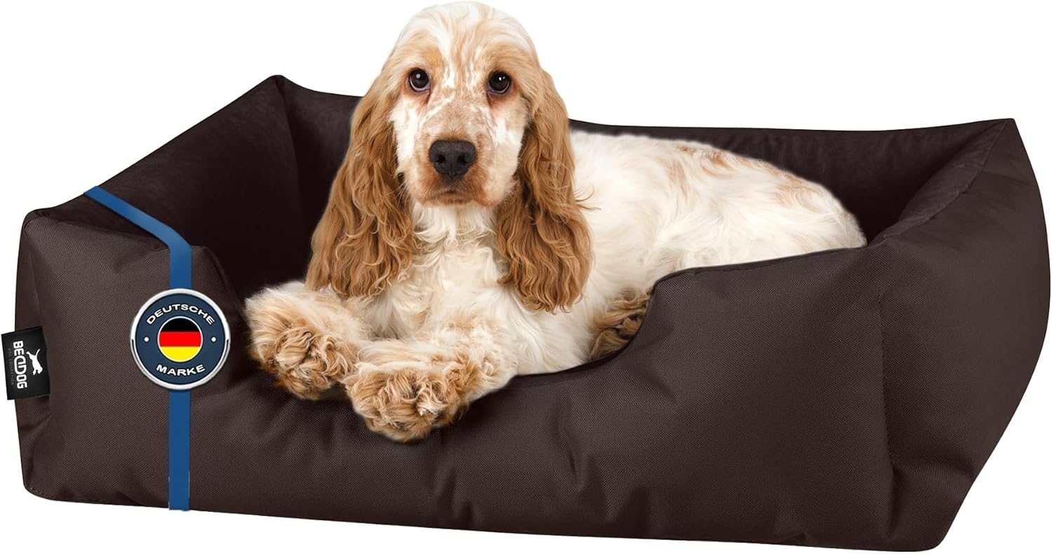 BedDog Hundebett ZARA, Hundekissen mit abziehbaren waschbaren Bezug, Hundekorb, Hundesofa, für kleine, große, mittel-große Hunde (S) ca. 55x40x17cm, CHOCOLATE (braun) Bild 1