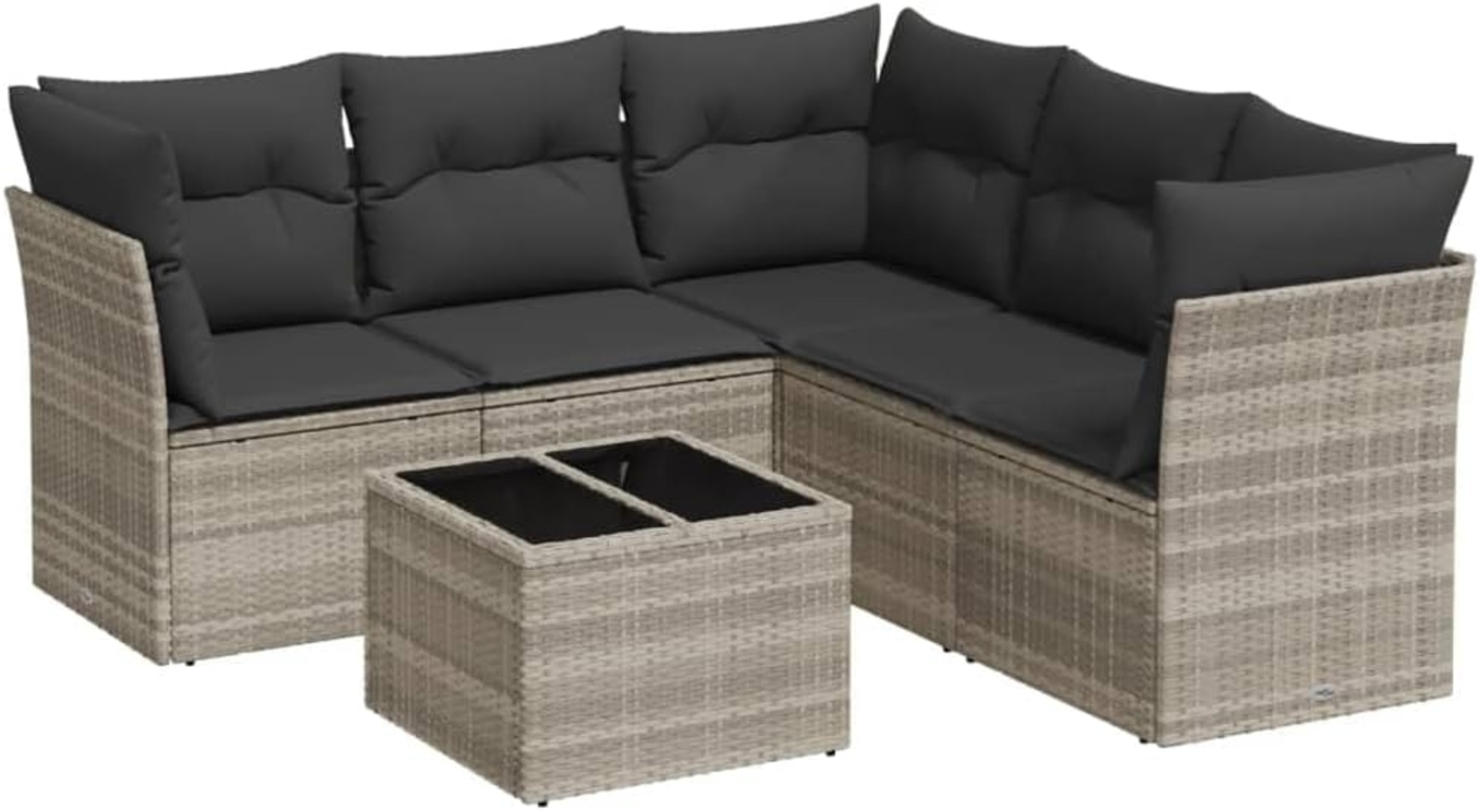 vidaXL 6-tlg. Garten-Sofagarnitur mit Kissen Hellgrau Poly Rattan 3217632 Bild 1