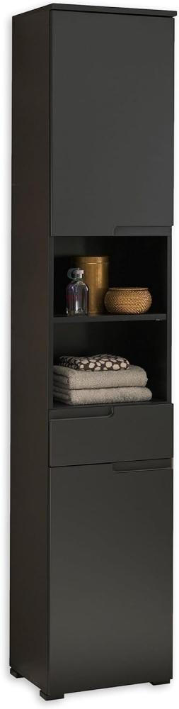 SPICE Badezimmer Hochschrank in Schwarz matt - Badezimmerschrank Bad Schrank mit viel Stauraum - 40 x 191 x 32 cm (B/H/T) Bild 1