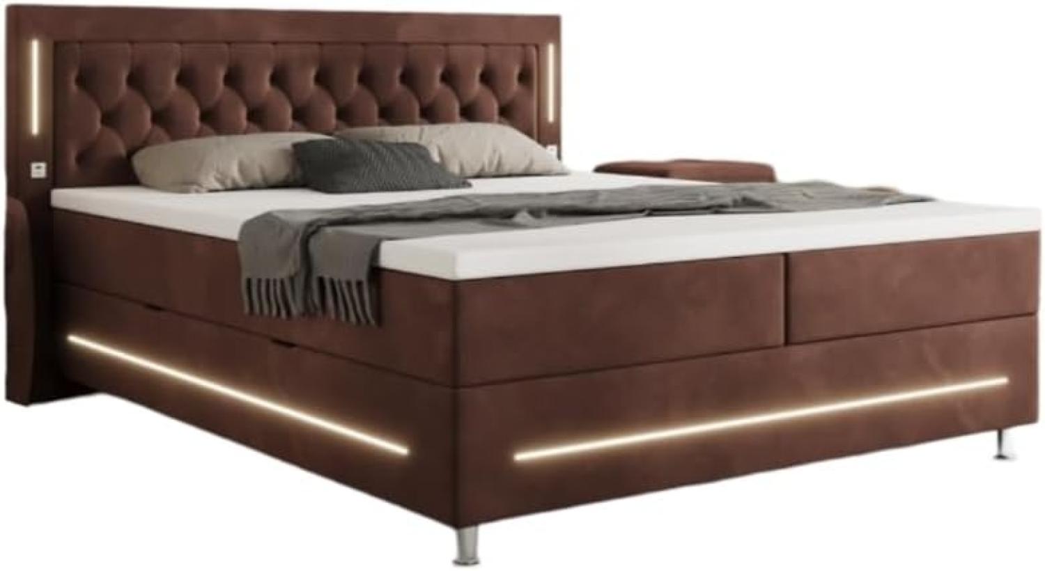 Boxspringbett Vito mit RGB, USB und Stauraum 180x200 Braun H3 Bild 1