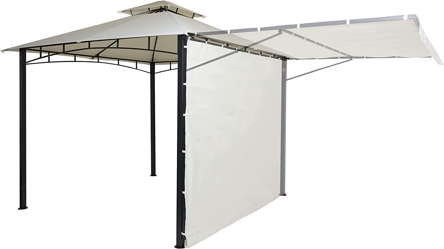 Pergola HWC-F94, Garten Pavillon, Stahl bewegliche Seitenwand 2,5x2,5 m ~ creme-beige Bild 1