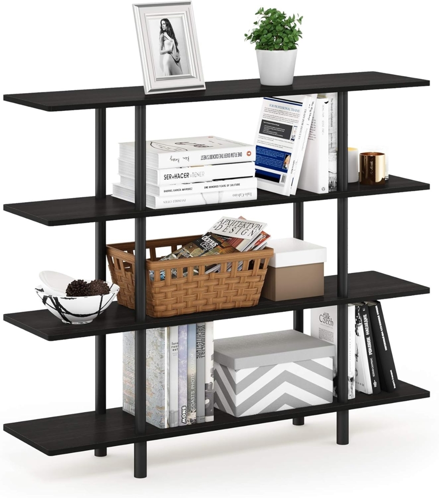 Furinno breites Regal mit 4 Ebenen, Espresso/Schwarz, 29.49 x 119.9 x 100.2 cm Bild 1