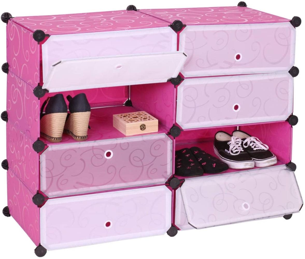 Schuhschrank HWC-B66, Schuhablage Schrank Steckregal Aufbewahrung, 8 Fächer 73x92x36cm ~ rosa Bild 1