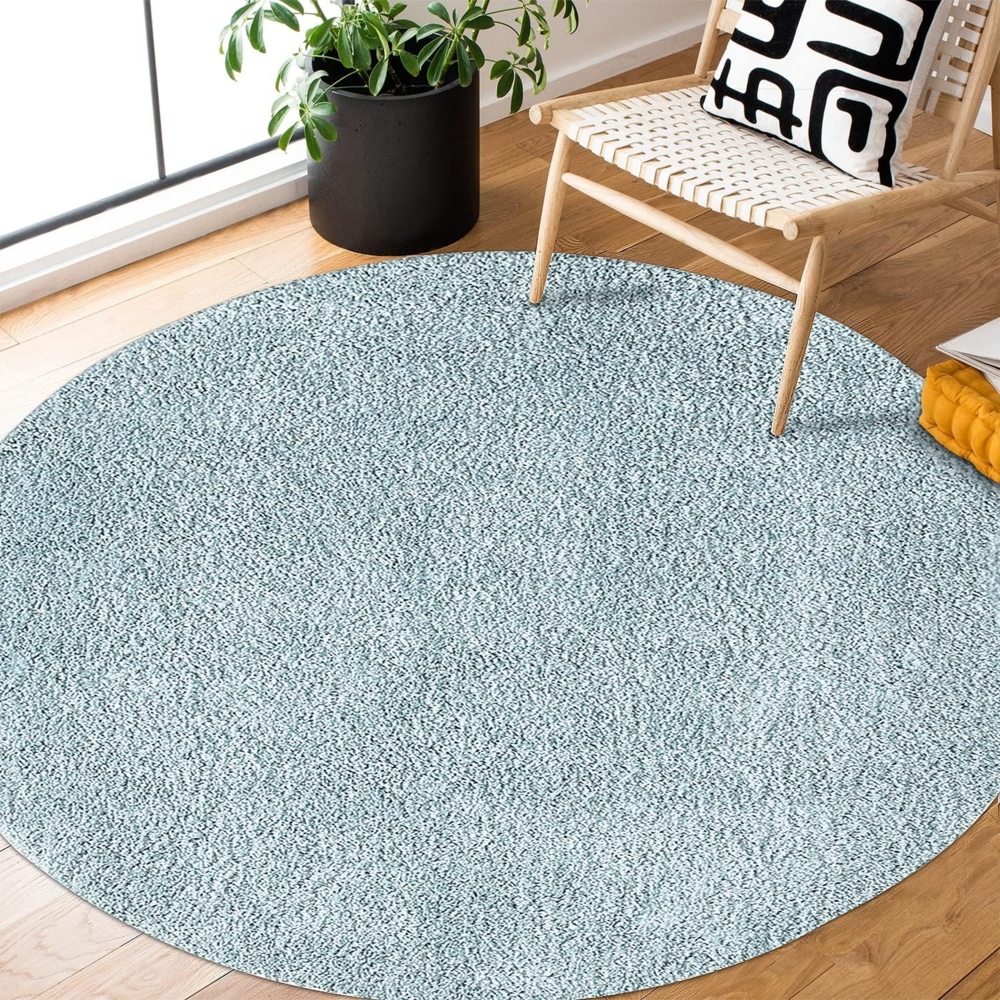 Teppich Rund Hochflor Shaggy - 160x160cm - Türkis Einfarbig Uni Flauschig Modern Boho Wohnzimmer Schlafzimmer Deko Teppiche Weich Schlafzimmer Bild 1