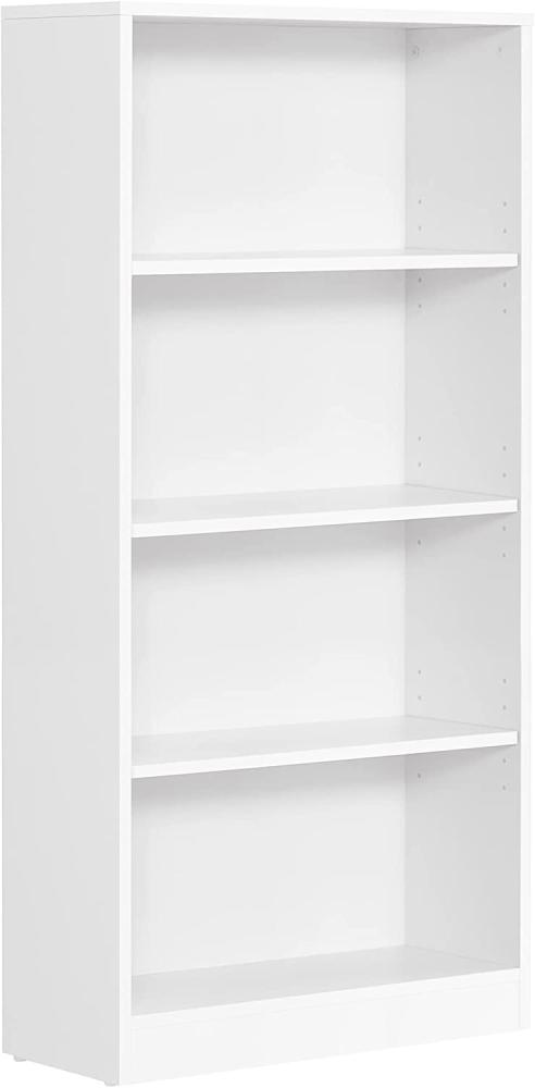 Vasagle Bücherregal, Standregal, mit 4 Fächern, höhenverstellbare Ablagen, für Wohnzimmer, Arbeitszimmer, Kinderzimmer, Büro, als Raumteiler, 24 x 60 x 121,5 cm, weiß LBC107T14 Bild 1