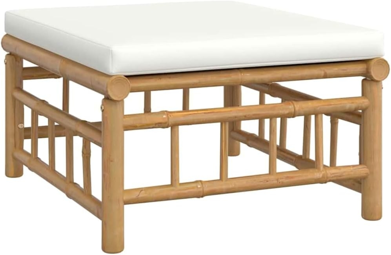 vidaXL Gartenhocker mit Cremeweißem Kissen Bambus 362302 Bild 1