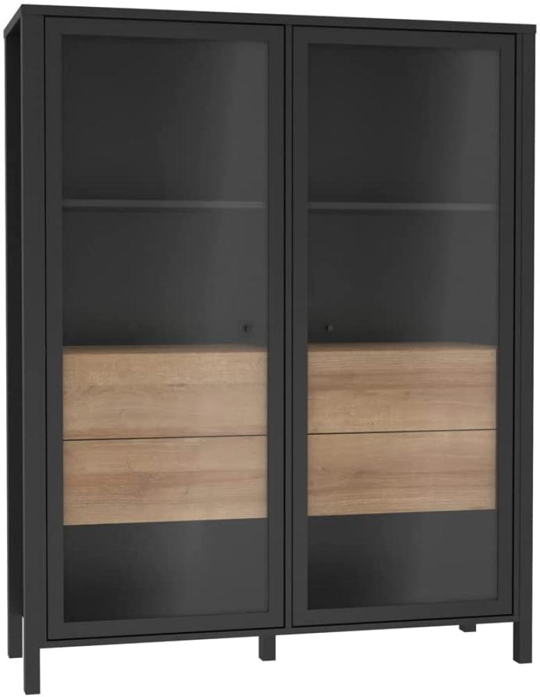 Highboard Hector 6 Schwarz Riviera Eiche 122x153x41 cm Kommode LED mit Beleuchtung Bild 1