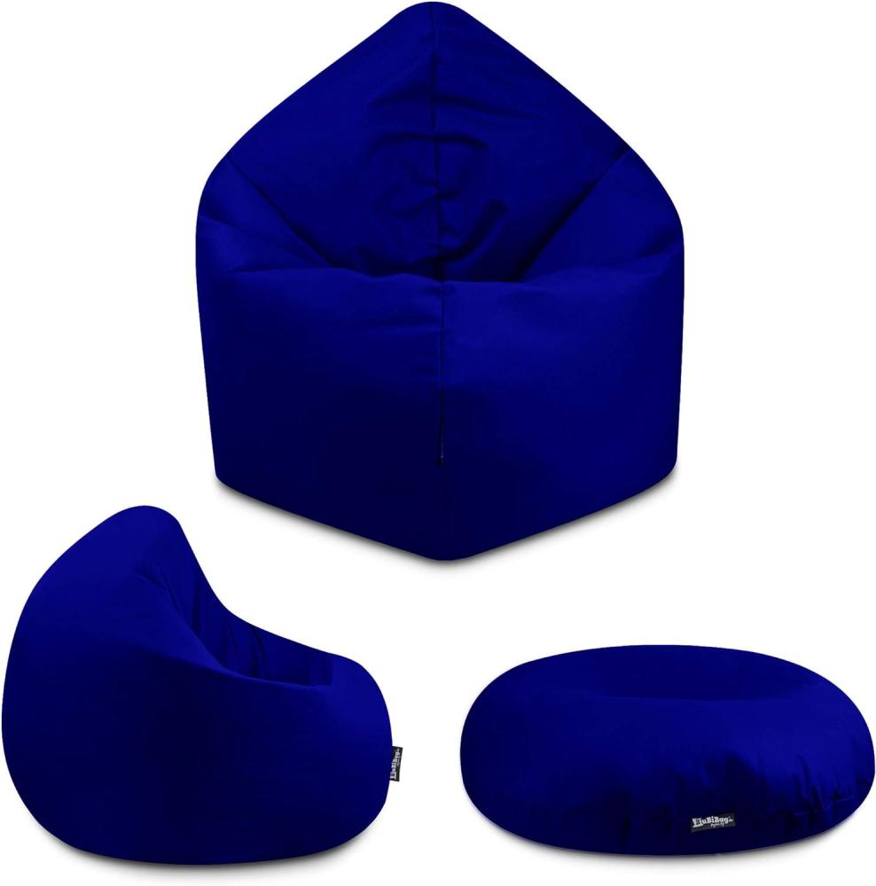 BuBiBag - 2in1 Sitzsack Bodenkissen - Outdoor Sitzsäcke Indoor Beanbag, Marine/Dunkelblau, Ø 125,0 cm Bild 1