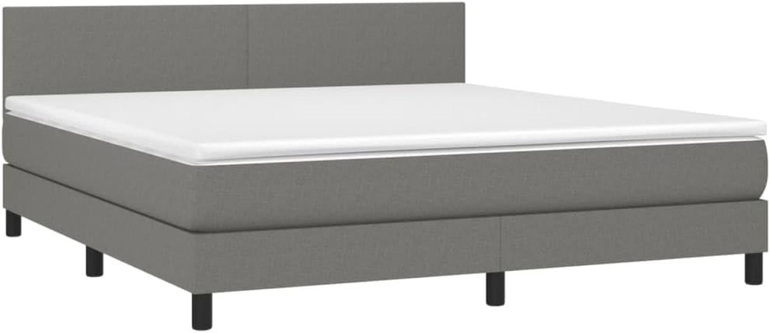 vidaXL Boxspringbett mit Matratze, Stoff, Dunkelgrau, 160 x 200 cm, H2 Bild 1