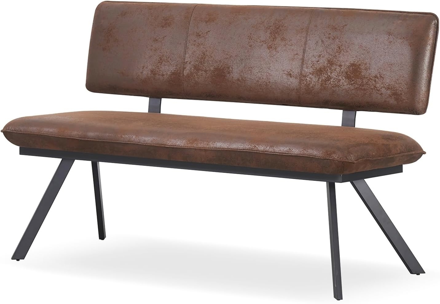 B&D home Sitzbank JUNA | Esszimmerbank 140cm gepolstert mit Rückenlehne Metallgestell für Esszimmer, Flur | industrial | Wildleder Optik Braun Bild 1