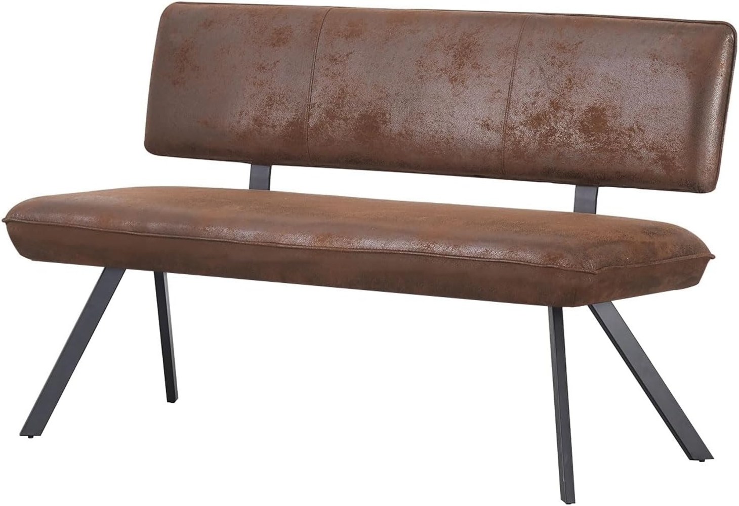 B&D home Sitzbank JUNA | Esszimmerbank 140cm gepolstert mit Rückenlehne Metallgestell für Esszimmer, Flur | industrial | Wildleder Optik Braun Bild 1