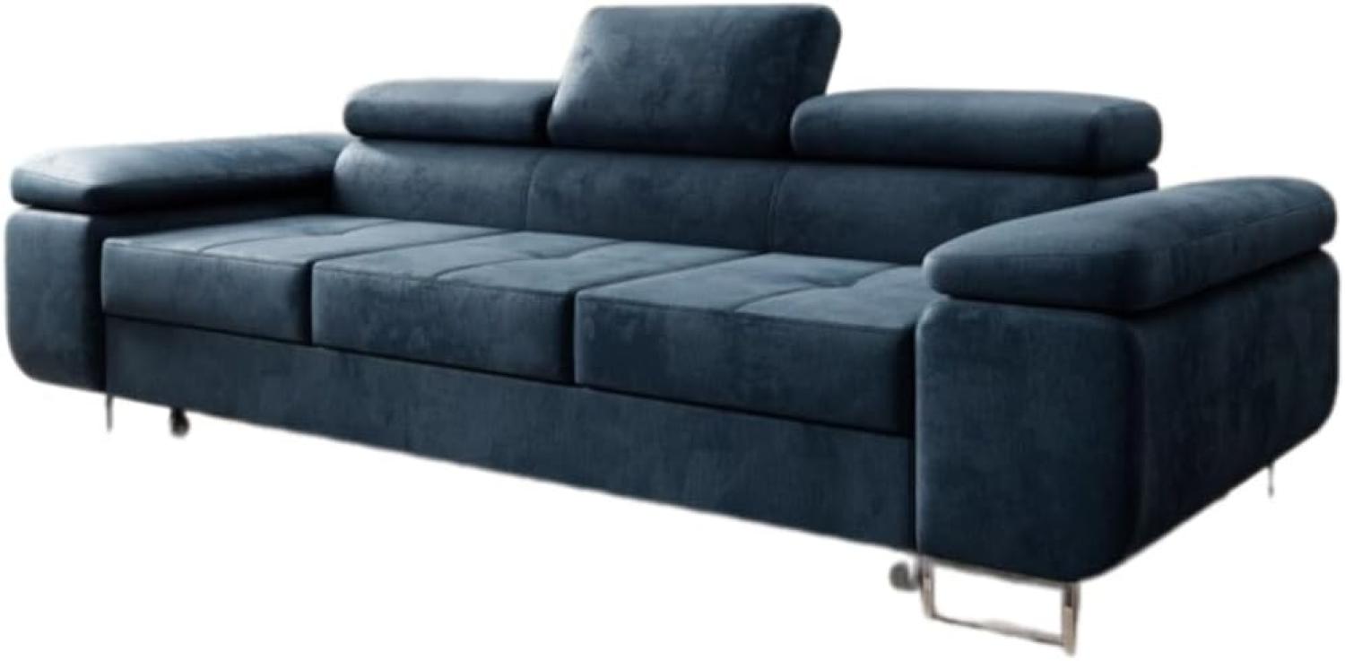 Designer Sofa Siera mit Schlaffunktion (Samt) Blau Bild 1