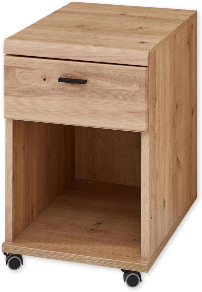 Rollcontainer Schreibtisch in Altesche massiv, Old Artisan Oak Optik FSC-zertifiziert - Mobiler Büroschrank mit Schublade - 44 x 67 x 58 cm (B/H/T) Bild 1