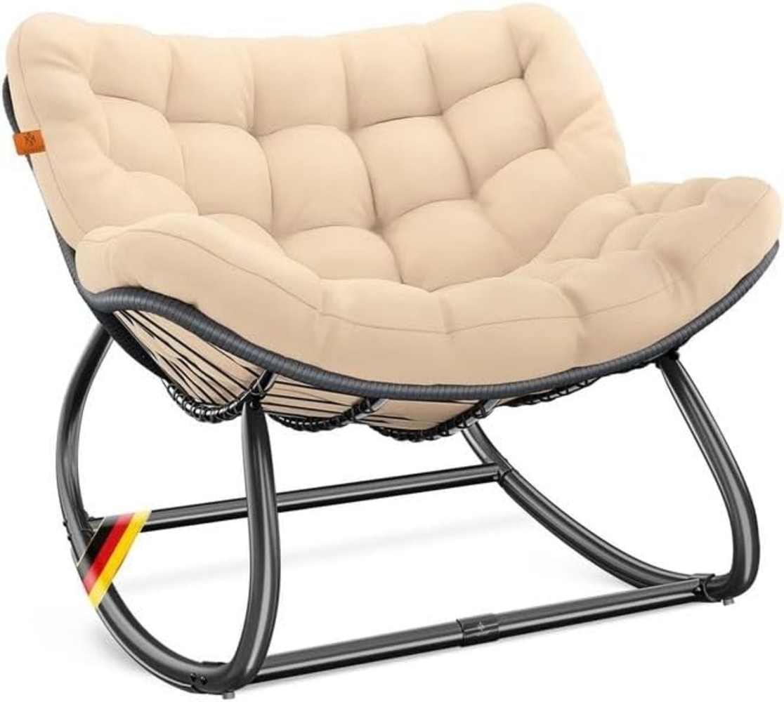 KESSER® 'XXL Chillexer' Schaukelstuhl mit Rutschfesten Füßen, für drinnen & draußen, Witterungsbeständig, Stahl / Polyester beige, 100 x 100 x 85 cm Bild 1
