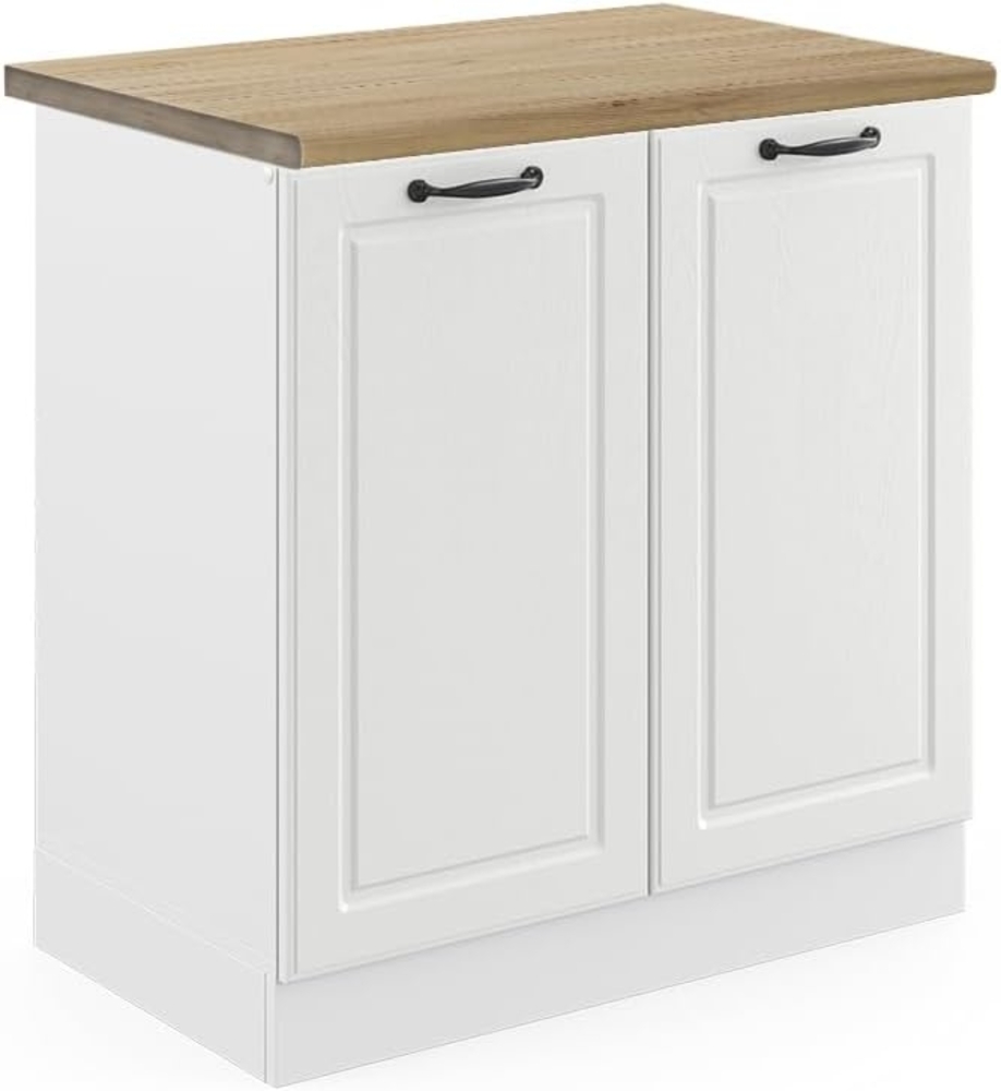 Vicco Spülenunterschrank R-Line, Weiß Landhaus/Weiß, 80 cm, AP Eiche Bild 1