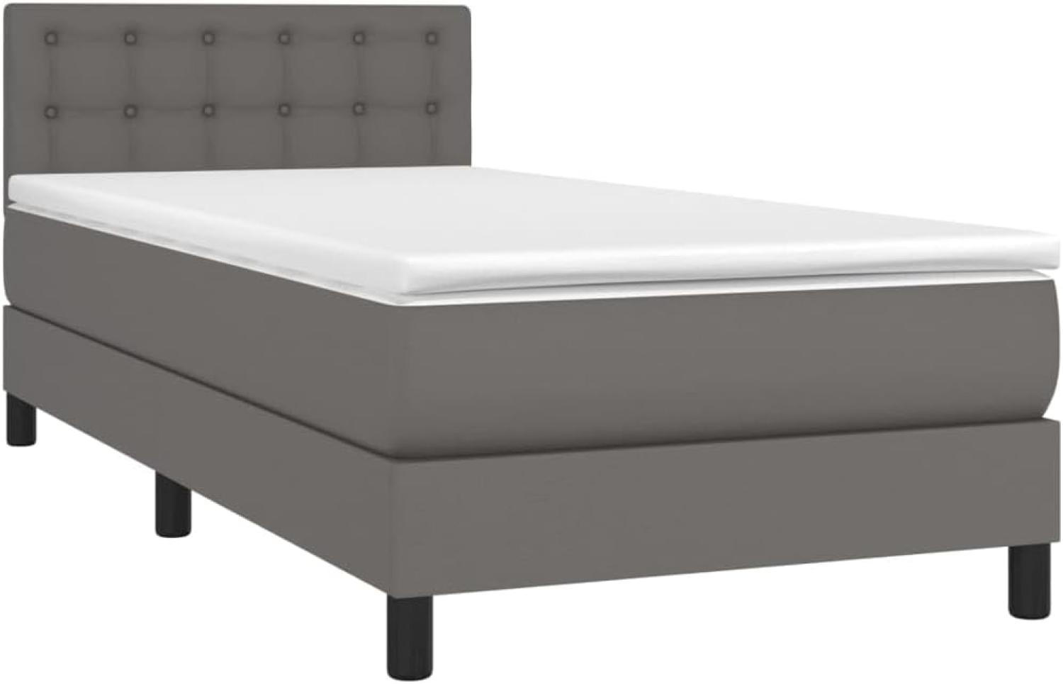 vidaXL Boxspringbett mit Matratze Grau 90x190 cm Kunstleder 3141099 Bild 1