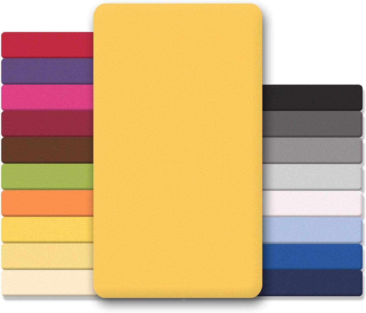 CelinaTex Jersey Topper Spannbettlaken Lucina Doppelpack 140x200-160x200cm mais gelb 100% Baumwolle gekämmt bis 12cm Matratzenhöhe Oeko-TEX Bild 1