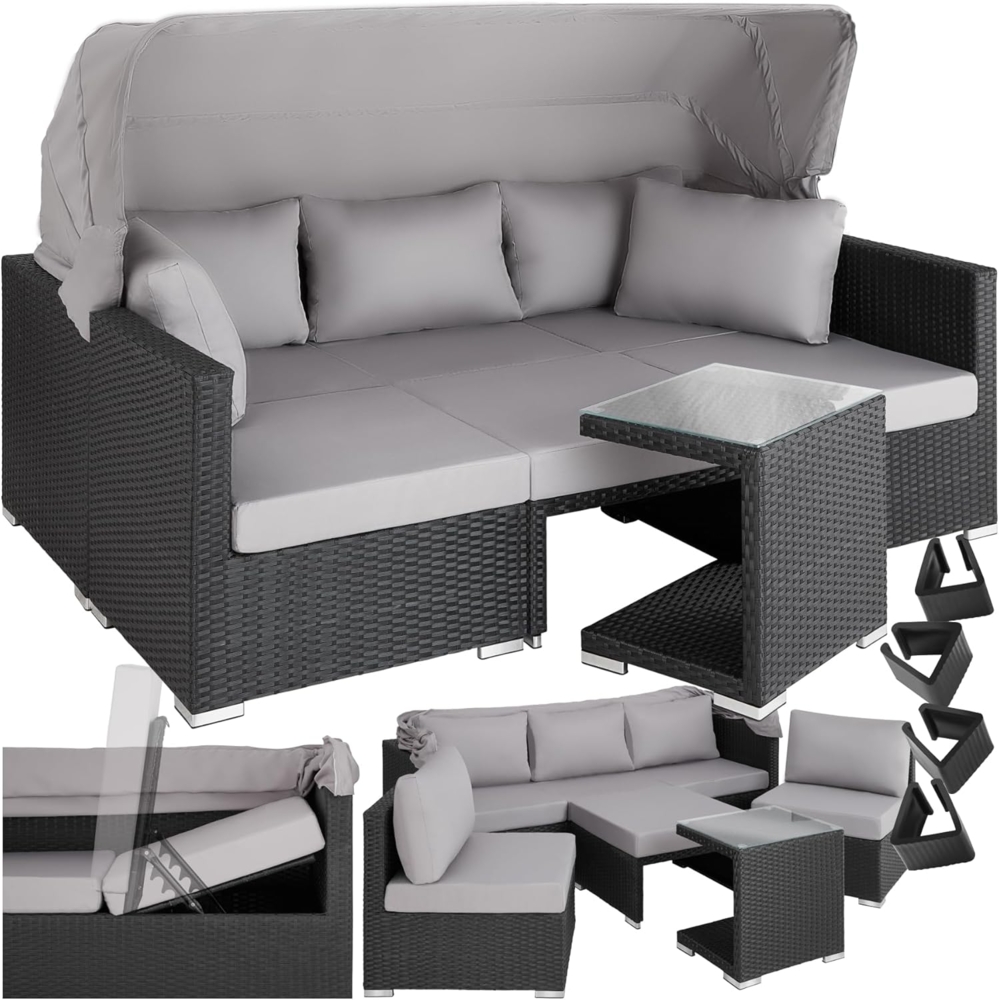 tectake Loungeset Rattan Lounge, (Set, 7-tlg), mit Aluminiumgestell Bild 1