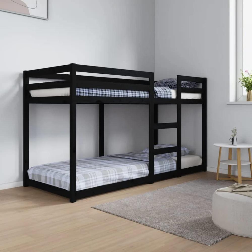 Etagenbett Schwarz 75x190 cm Massivholz Kiefer Bild 1