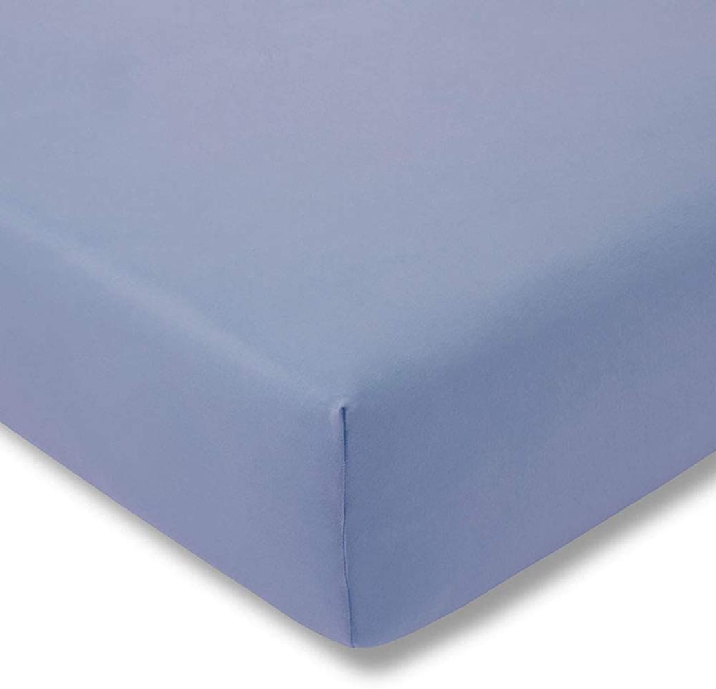 ESTELLA Spannbetttuch Feinjersey | Hellblau | 200x200 cm | passend für Matratzen 180-200 cm (Breite) x 200 cm (Länge) | trocknerfest und bügelfrei | 100% Baumwolle Bild 1