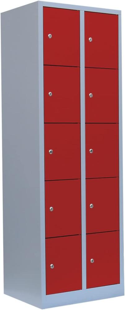 Komfort Schließfachschrank Wertfachschrank Fächerschrank Spind Umkleideschrank 10 Fächer-Spint Grau/Rot 523524 Bild 1