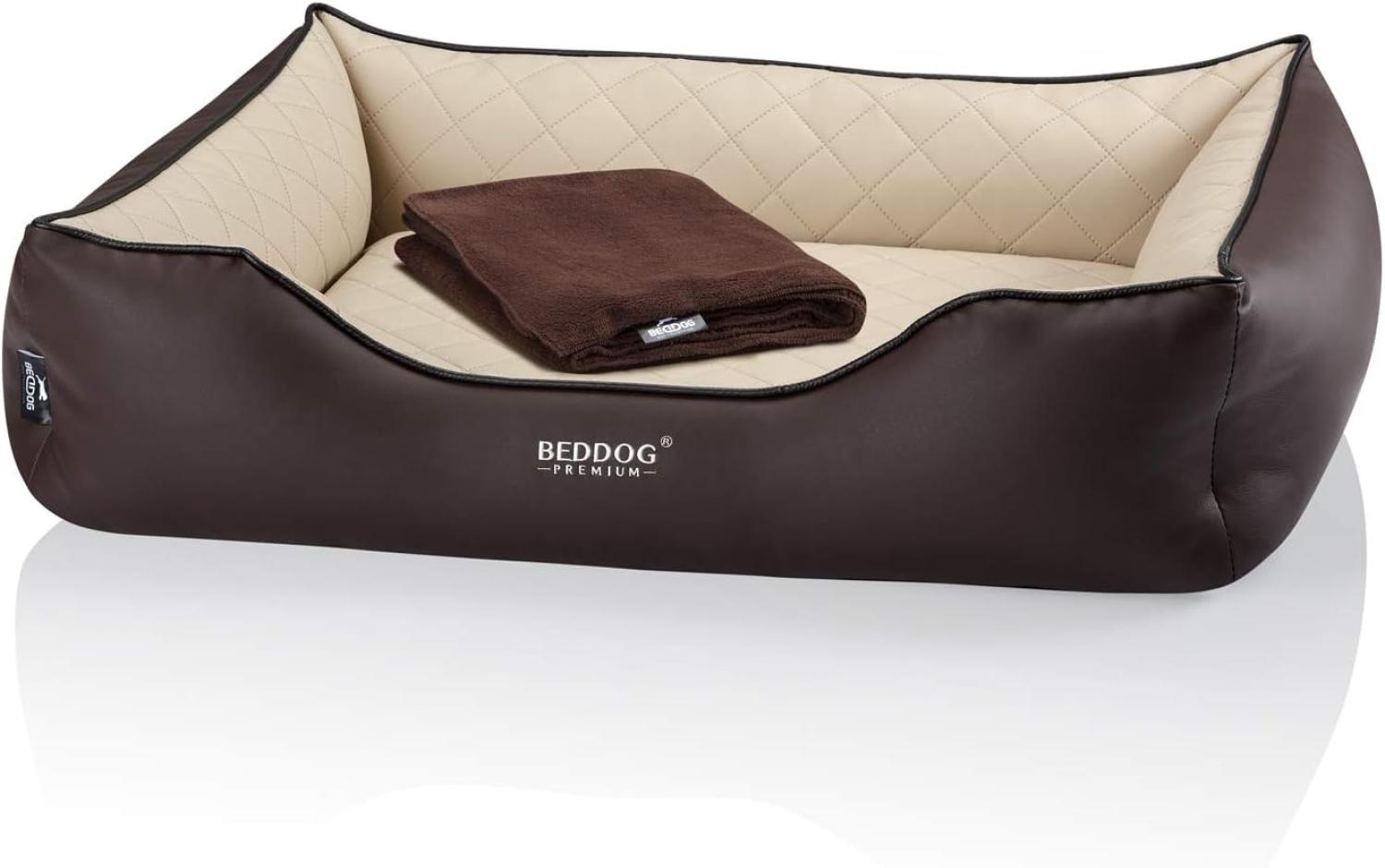 BedDog PREMIUM Orthopädisches Hundebett BUFFY, Memory Foam, Kunstleder, mit abnehmbaren Bezug MELANGE (beige/braun), (XL) ca. 90x80x25cm Bild 1