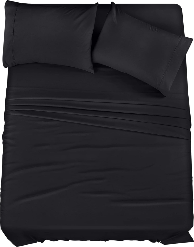 Utopia Bedding Bettwäsche-Set für King-Size-Bett, 4-teilig, gebürstete Mikrofaser, schrumpft und lichtbeständig, pflegeleicht (King-Size-Bett, Schwarz) Bild 1