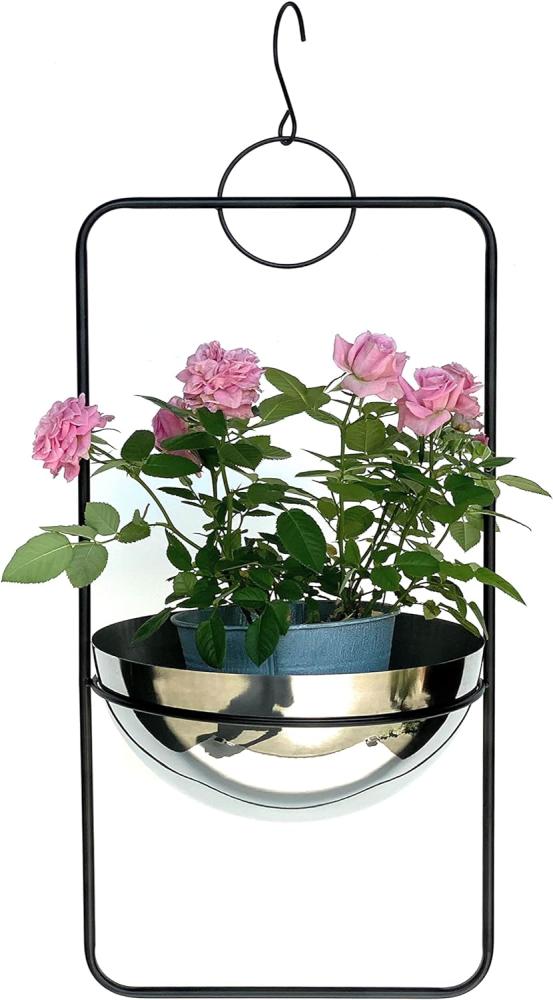 DanDiBo Blumenampel Innen Metall Wand Hängepflanzen 67 cm 96083 L mit Topf Silber Pflanzenhänger Blumenhänger Topfhänger Blumen Blumentopfhänger Hängetopf Bild 1