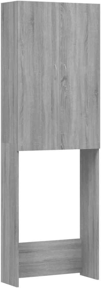 vidaXL Waschmaschinenschrank mit 2 Türen 3 Fächern Badschrank Hochschrank Badmöbel Badhochschrank Badezimmerschrank Grau Sonoma 64x25,5x190cm Bild 1