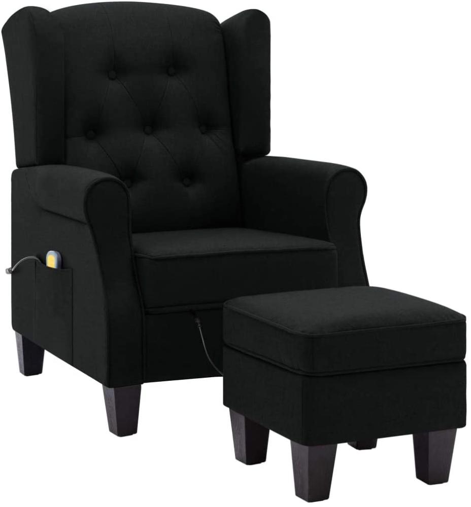 vidaXL Massagesessel mit Hocker Schwarz Stoff Bild 1