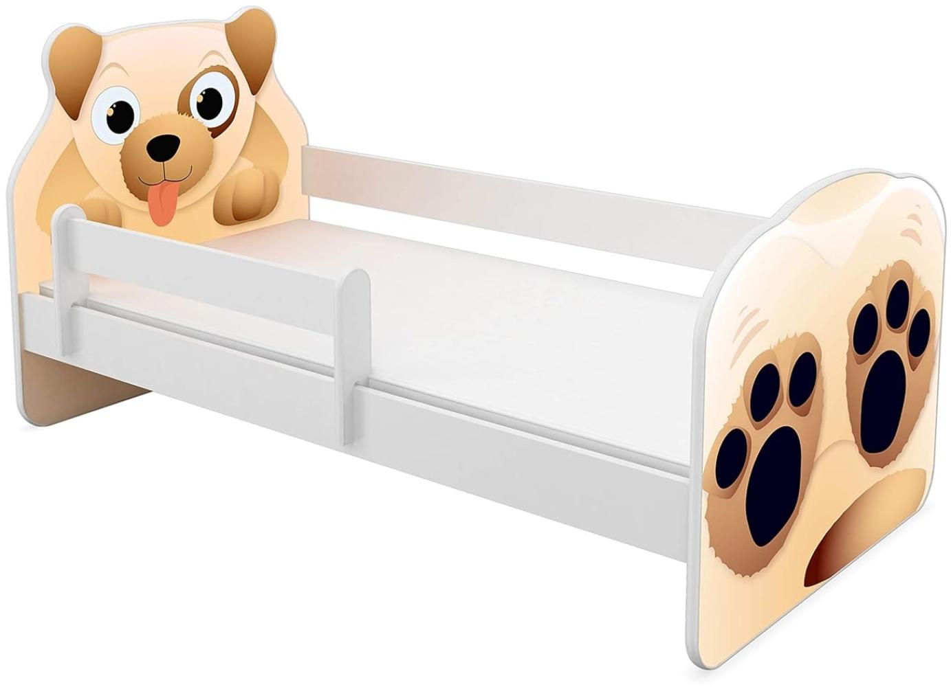 ACMA Tiere VII Kinderbett Jugendbett Matratze Rausfallschutz Lattenrost 140x70 160x80 180x80 (04 Hündchen, 180x80 cm) Bild 1