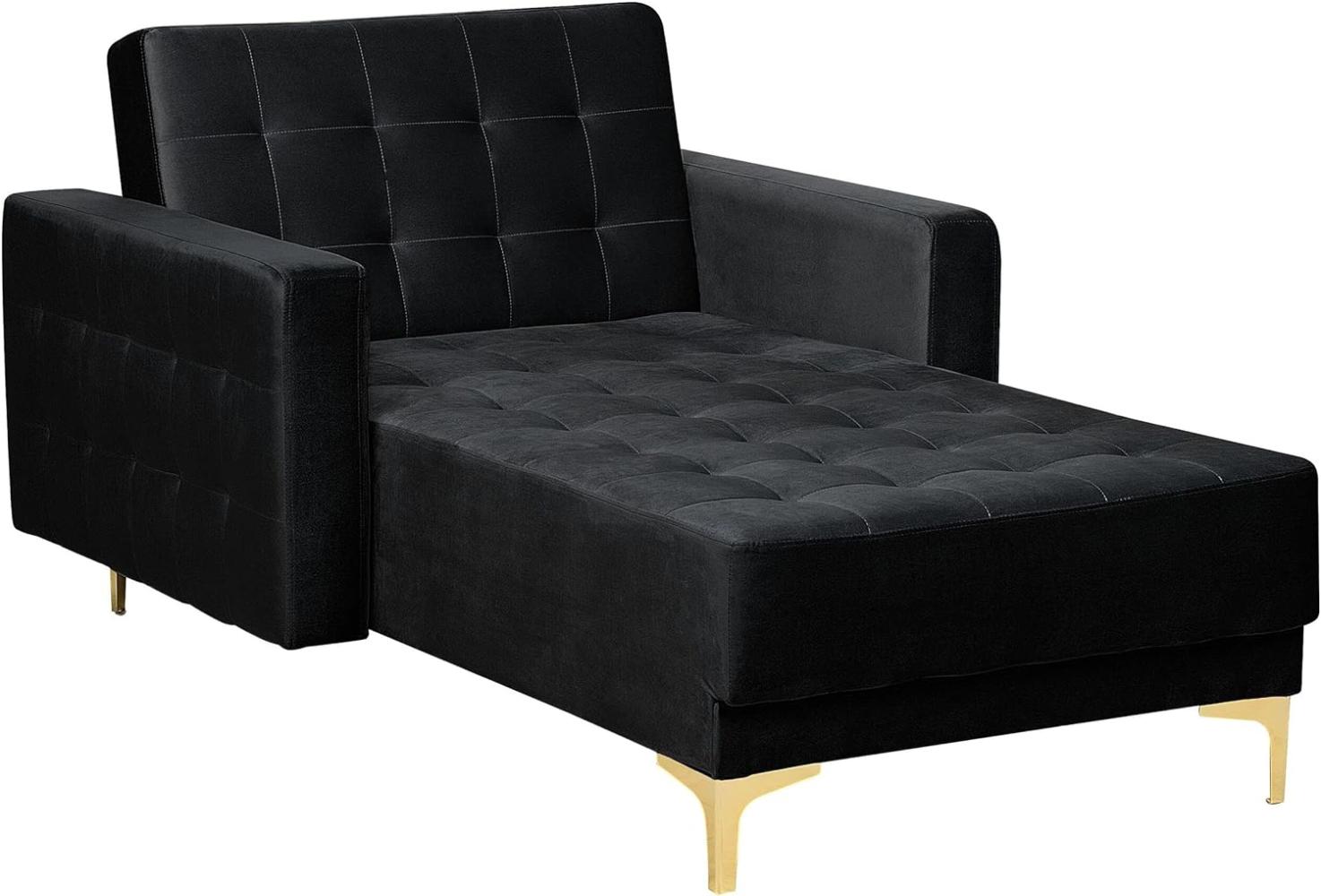 Chaiselongue Samtstoff schwarz gold ABERDEEN Bild 1