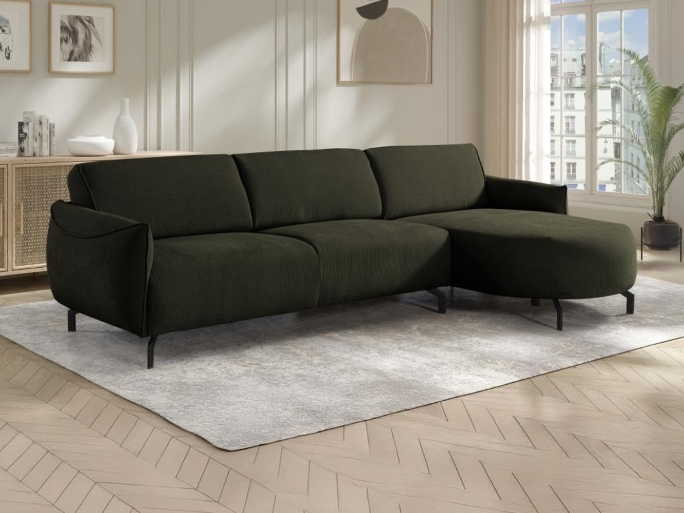 Vente-unique - Ecksofa - Ecke rechts - Stoff - Grün - FERIONA Bild 1