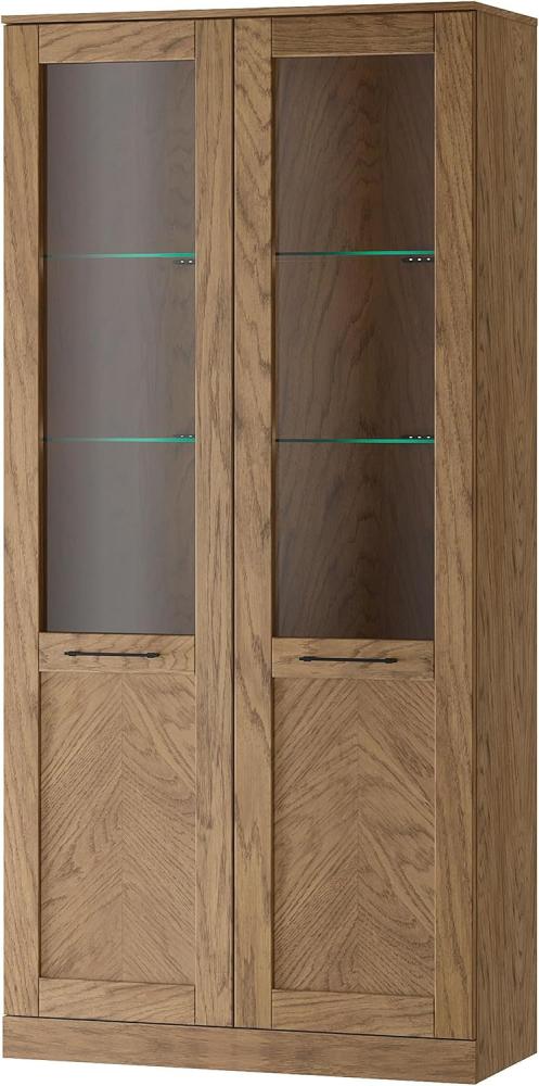 Standvitrine Cozy Glasvitrine 95x42x200cm Eiche Rustikal teilmassiv 2-türig Bild 1