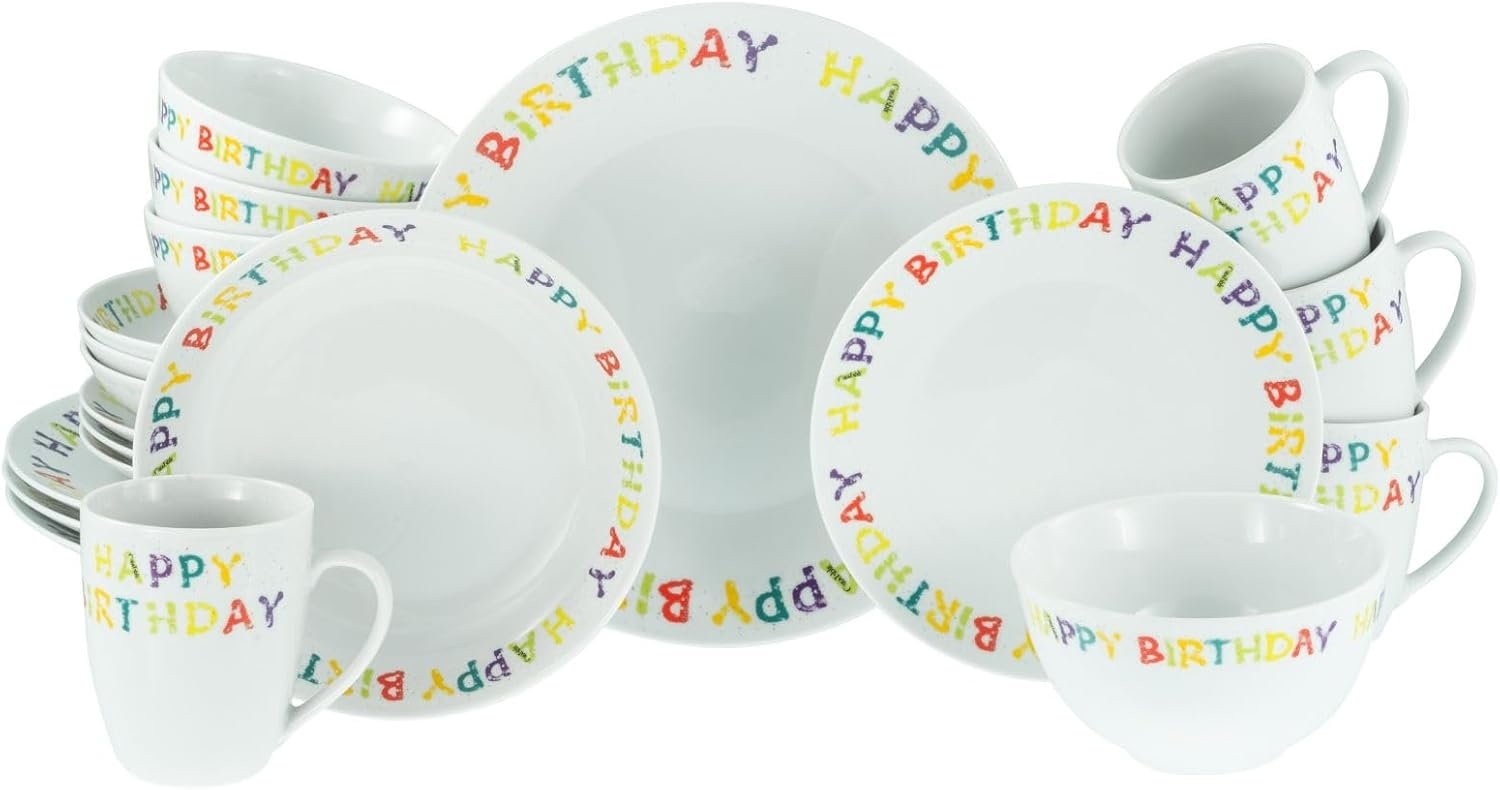 CreaTable, 24167, Serie Happy Birthday, 20-teiliges Geschirrset, Kombiservice aus Porzellan Bild 1