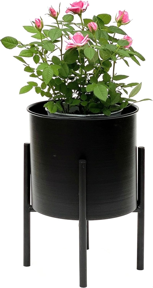 DanDiBo Blumenständer Blumenhocker mit Topf Metall Schwarz 32 cm 96153 Blumensäule Modern, Pflanzenständer Pflanzenhocker Bild 1