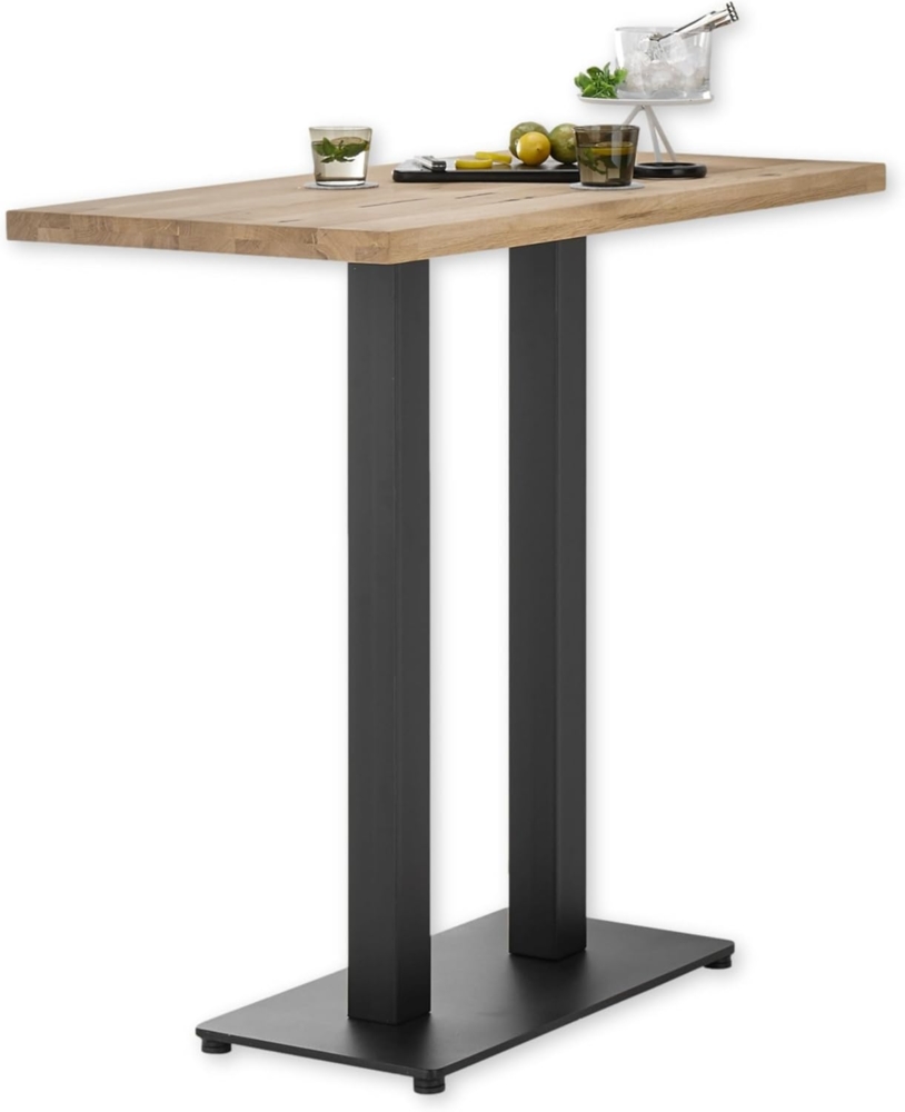 Stella Trading Jay Bartisch aus Massivholz Eiche - Moderner Hochtisch mit Metallgestell für Küche & Esszimmer - 120 x 104 x 60 cm (B/H/T) Bild 1