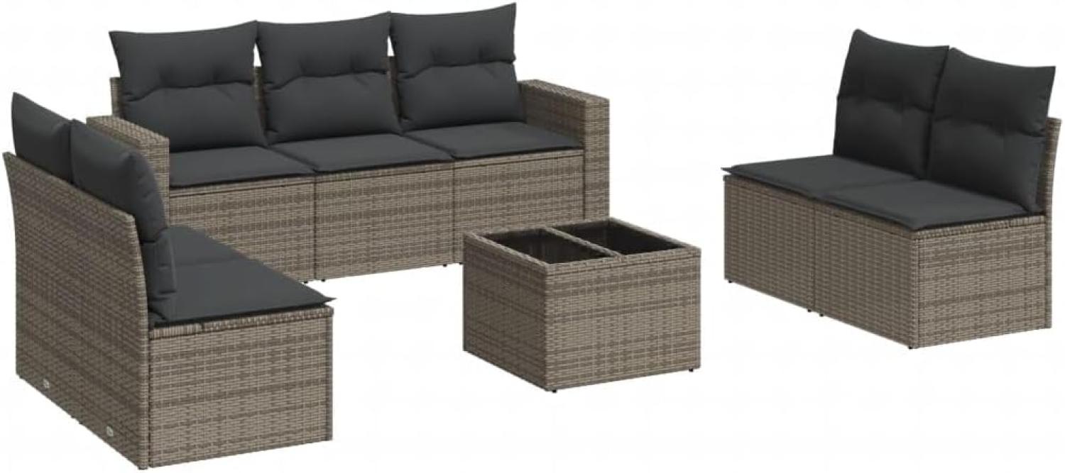 vidaXL 8-tlg. Garten-Sofagarnitur mit Kissen Grau Poly Rattan 3218830 Bild 1