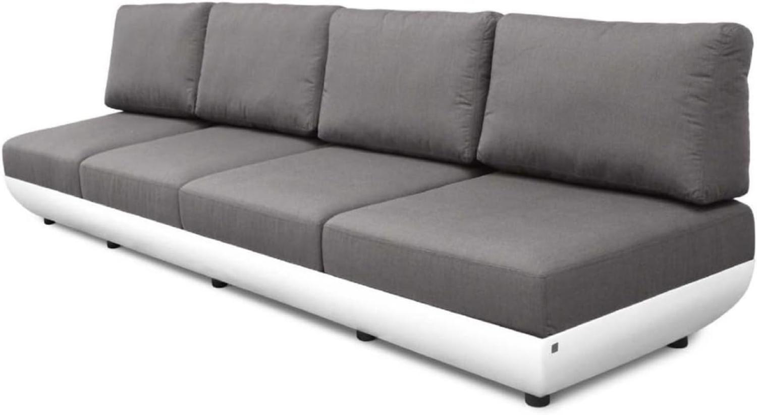 Casa Padrino Luxus Gartensofa Matt Weiß / Dunkelgrau 330 x 95 x H. 90 cm - Wetterbeständiges Garten Terrassen Sofa mit verstellbaren Rückenlehnen - Hotel Möbel - Luxus Qualität Bild 1