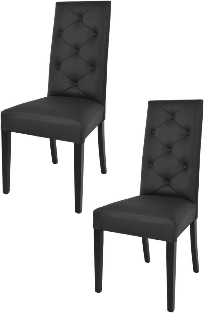 Tommychairs - 2er Set Moderne Stühle Chantal für Küche und Esszimmer, robuste Struktur aus lackiertem Buchenholz Farbe Schwarz, gepolstert und mit schwarzem Kunstleder bezogen Bild 1