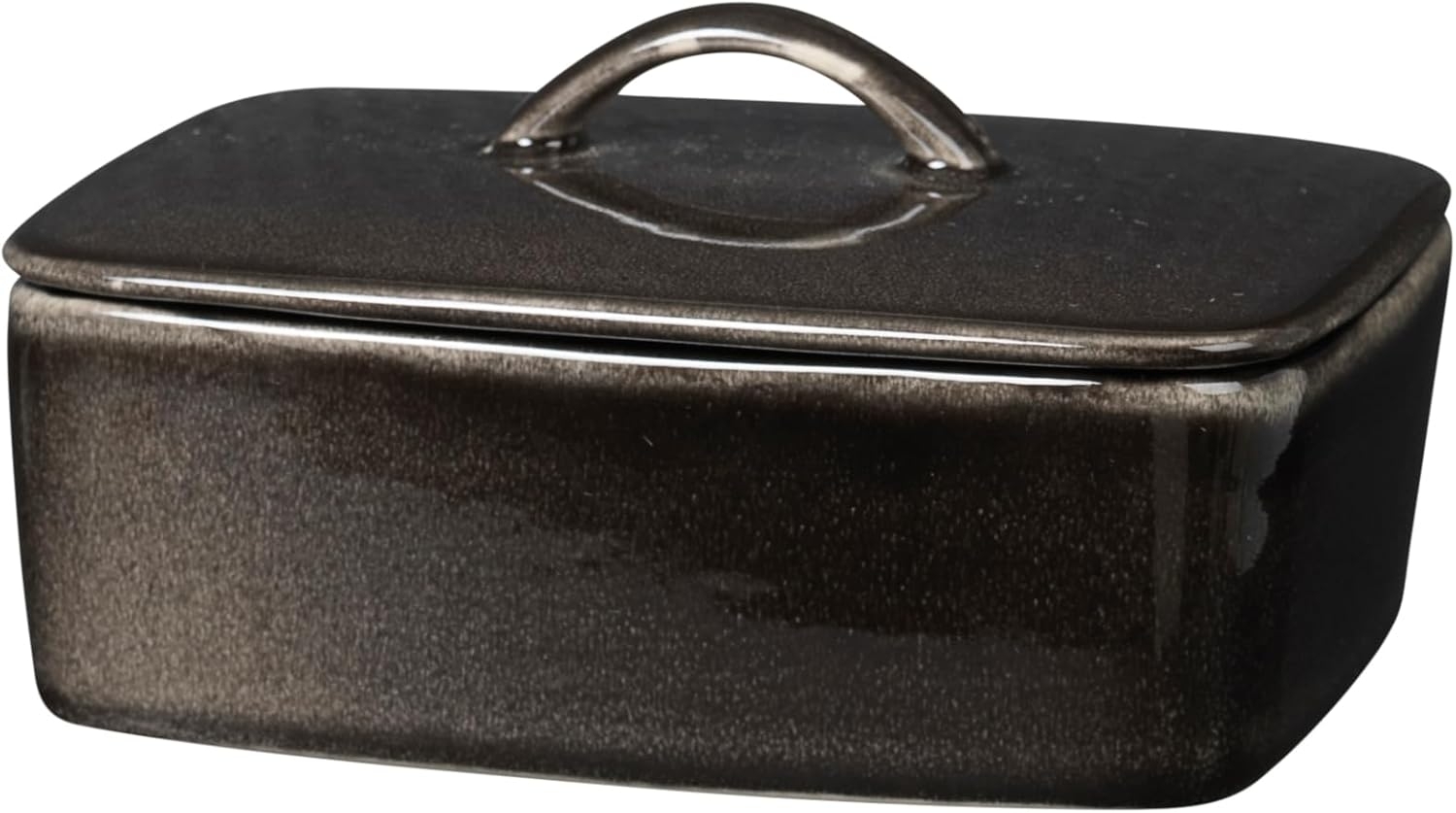 Broste Copenhagen Vorratsdose NORDIC COAL Butterdose 15 cm, Steingut mit reaktiver Glasur Bild 1