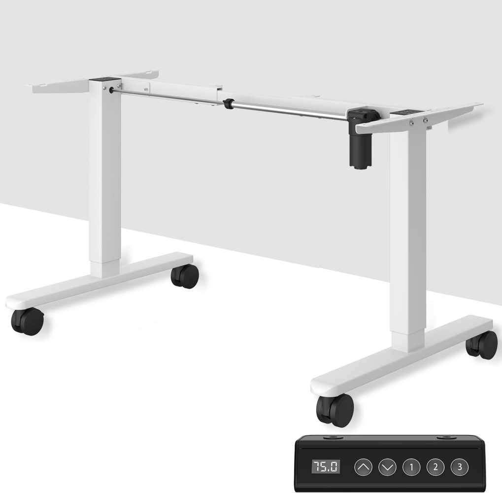 JUMMICO Tischgestell Höhenverstellbarer Schreibtisch mit Starken Motoren Tischgestell mit 3 Memory-Steuerung Für Sitz-Steh (Weiß) Bild 1
