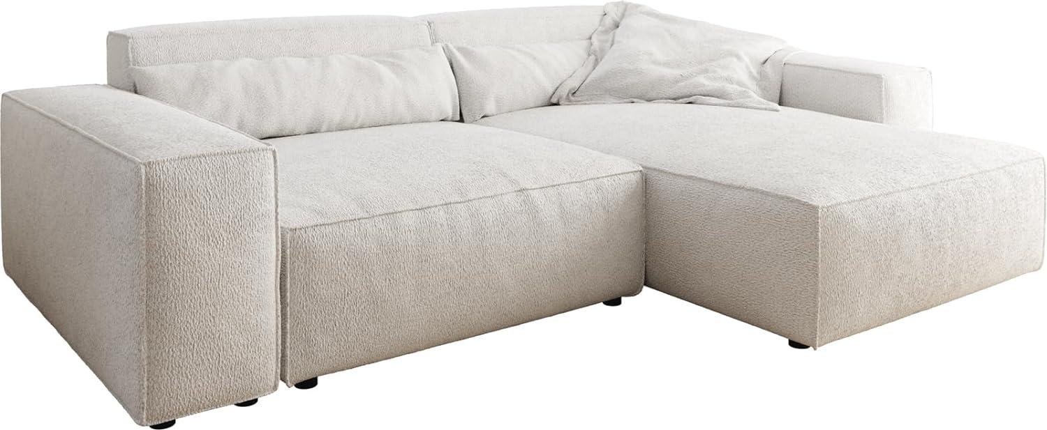 Ecksofa Sirpio XL 270x170 cm Bouclé Creme-Weiß Recamiere variabel Bild 1