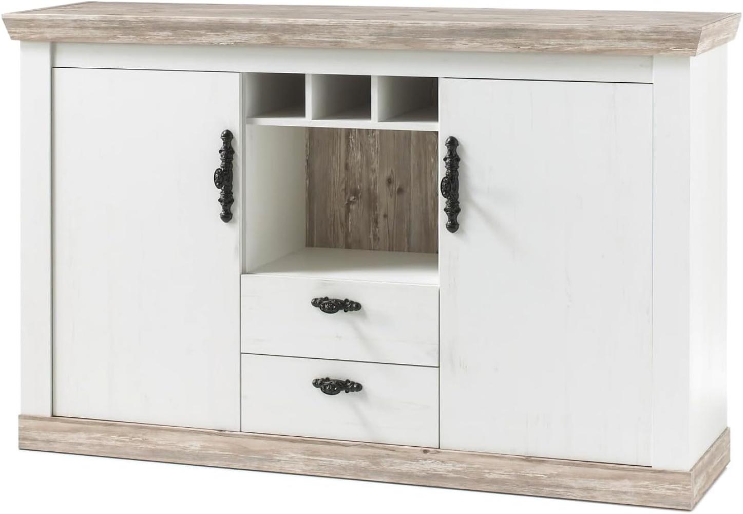 Sideboard Rovola in Pinie weiß Landhaus 168 x 104 cm Bild 1