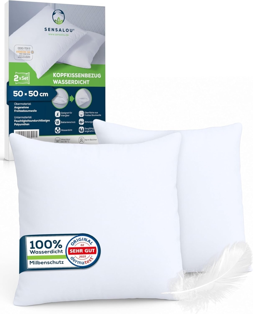 Sensalou Kissenbezug Kissenbezug wasserdicht Doppelpack - Kopfkissen Bezüge, (2 Stück), Milbendicht, Geräuscharm, Waschbar Bild 1
