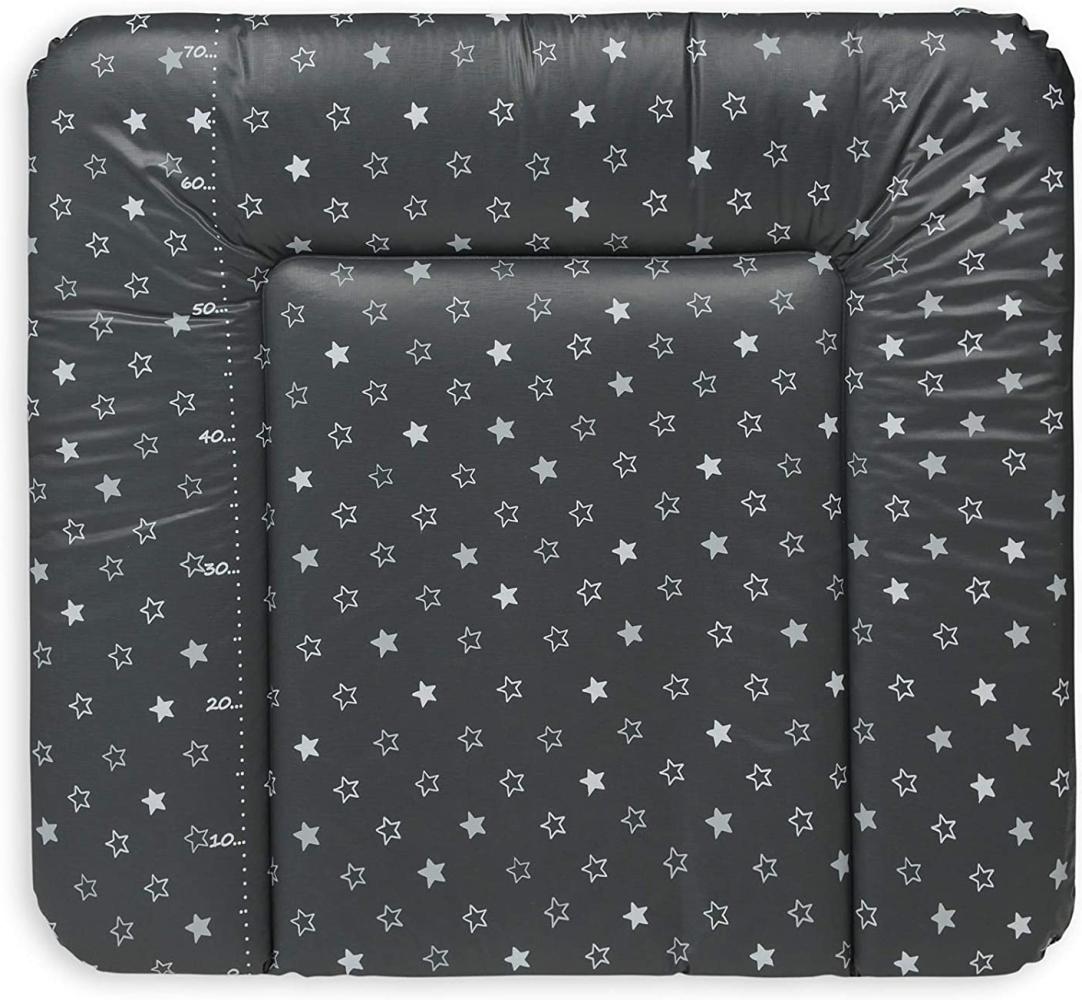 Ceba Baby Wickelauflage Wickelunterlage Wickeltischauflage 70x85 cm Abwaschbar - Dunkelgrau Sterne 70x85 cm Bild 1