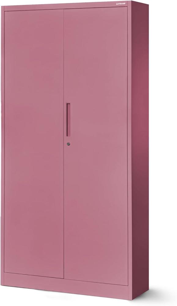 Jan Nowak Aktenschrank C001 Büroschrank Metallschrank Stahlschrank Aufbewahrungsschrank Pulverbeschichtet 4 Verstellbare Fachböden Abschließbar 185 cm x 90 cm x 40 cm (Rosa) Bild 1