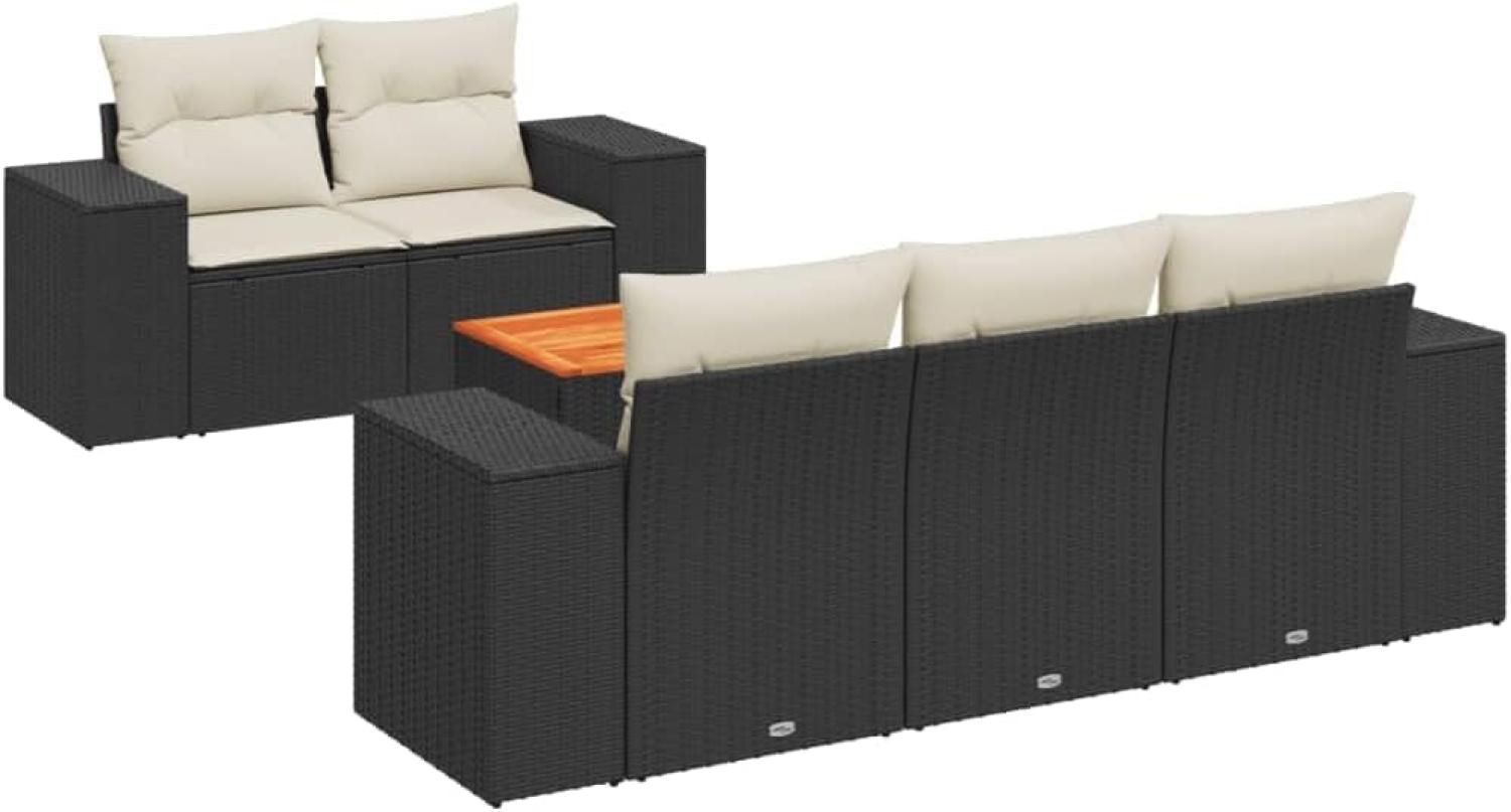 vidaXL 6-tlg. Garten-Sofagarnitur mit Kissen Schwarz Poly Rattan 3225328 Bild 1